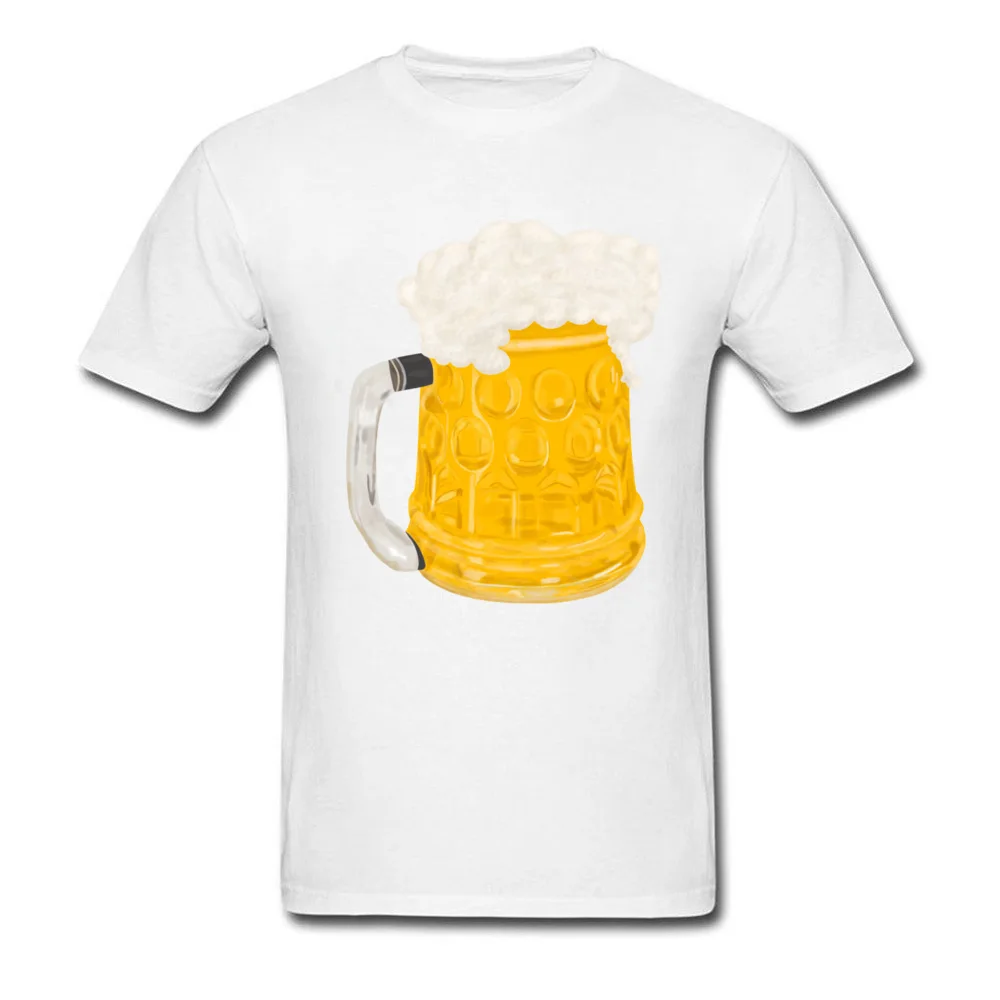  Man Top T-shirts Glass of Beer Birthday Tops Shirt Cotton Round Collar Short Sleeve Design T Shirt Summer Autumn Glass of Beer white