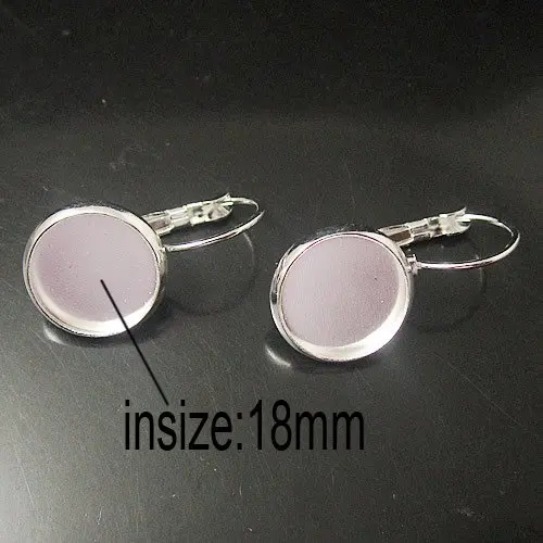 

Free shipping!!!200pcs/lot French Lever back earring base,Cabochon Settings , earring blank ,flat round 18mm
