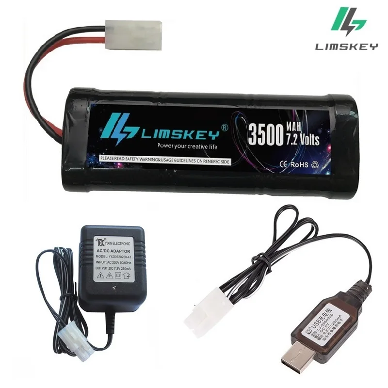 7.2 فولت قابلة للشحن بطارية 7.2 فولت 3500 مللي أمبير 500mAhNi-MH 7.2 فولت USB شاحن مع طامية موصل Kep-2p التوصيل ل RC سباق سيارات قوارب