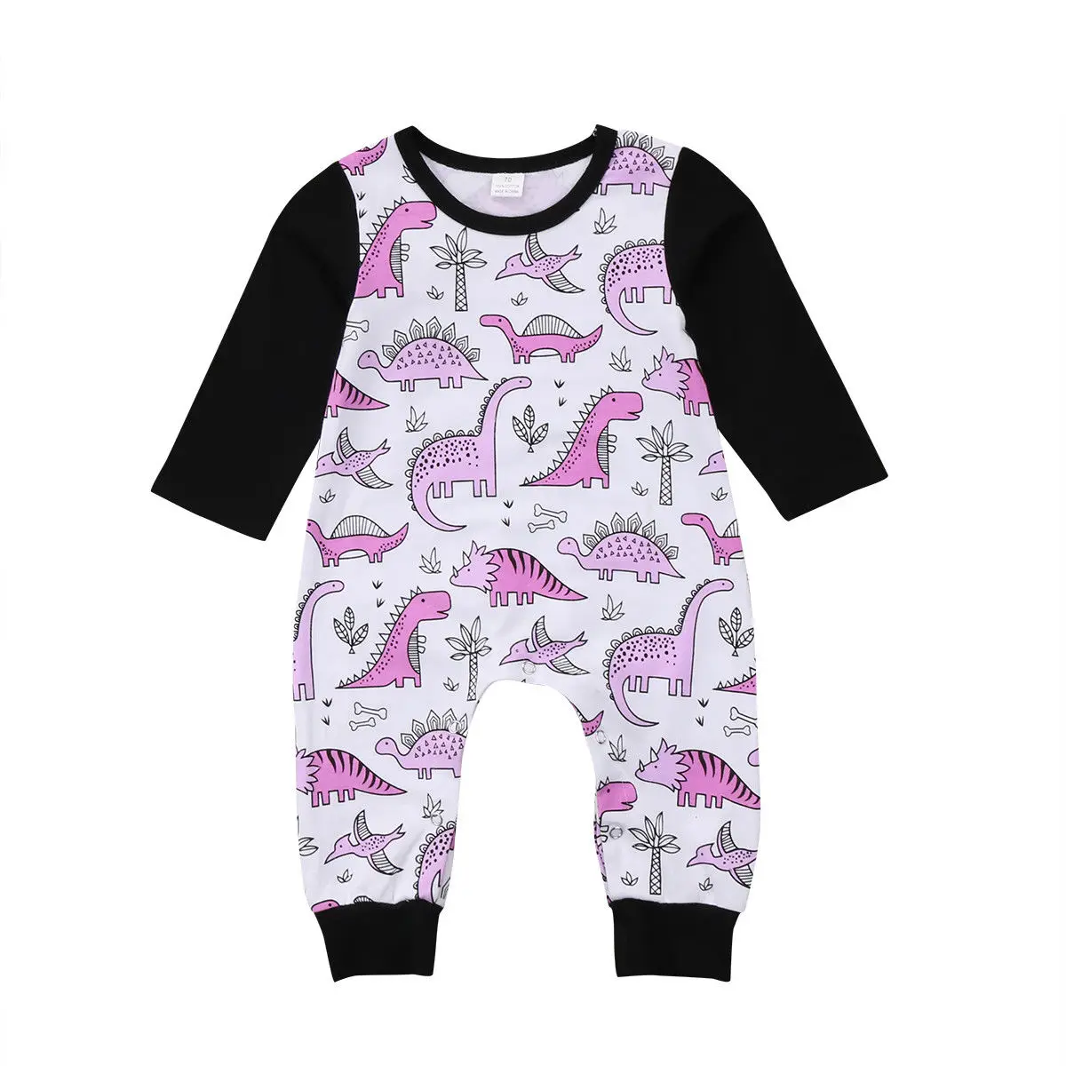 Newborn Baby Girls Dinosaur Romper Long Sleeve Cotton Jumpsuit Playsuit
