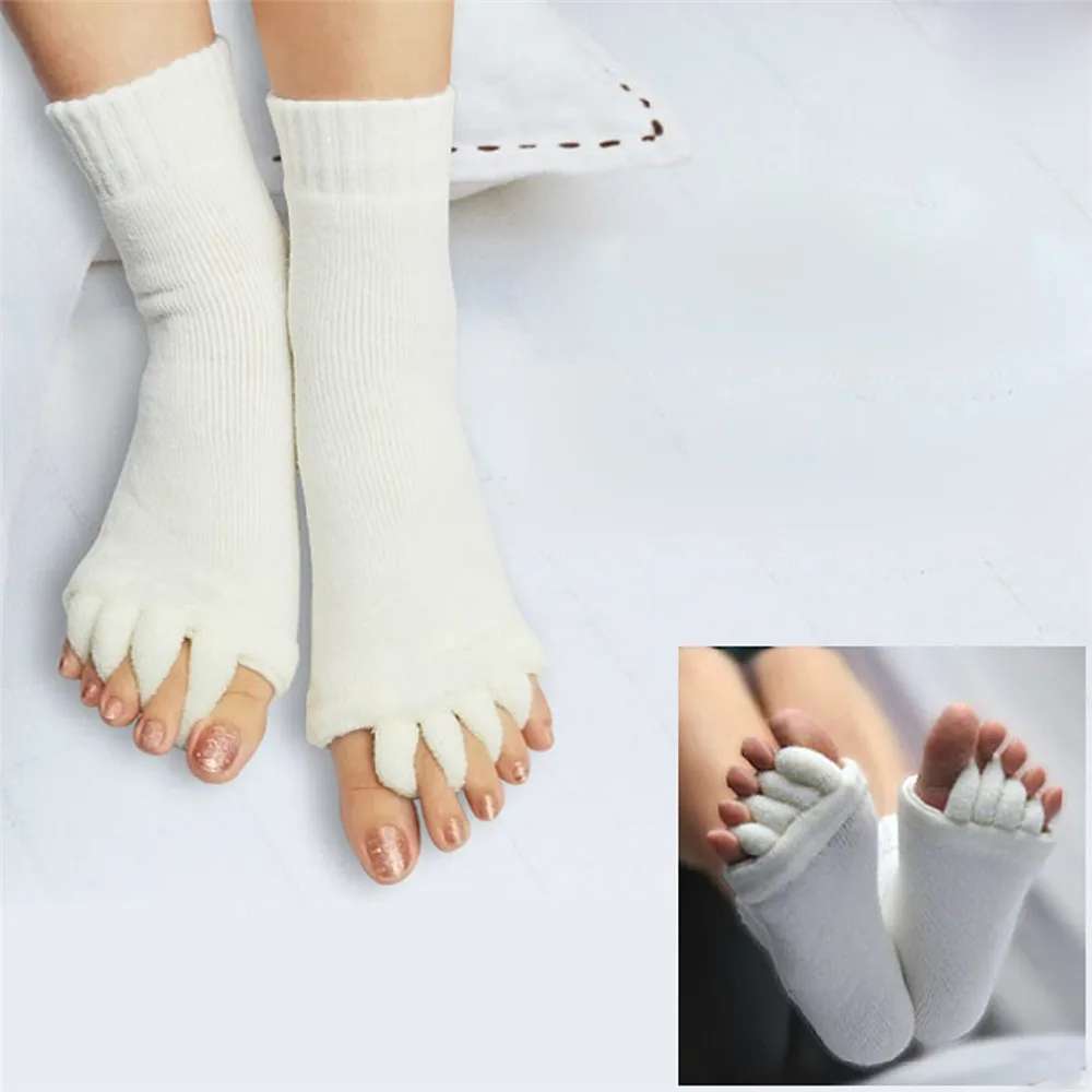 White 1 Pair Pedicure Sock GYM Massage SPA Yoga Five Toe Separator