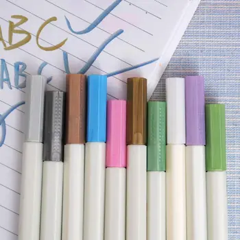 

10 PCS/Pack Metallic Colored Ink Water Chalk Soft Pen for Scrapbook Photo Album Drawing atercolor Art Marker Gel Pens Statione