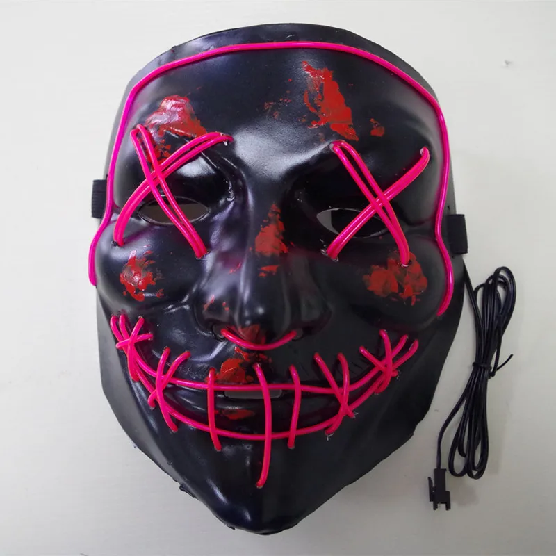 

New Style Flexible Halloween Led Luminous Mask Horror EL Wire Carnaval Party Club Bar DJ Glowing Silicone Full Face Mask