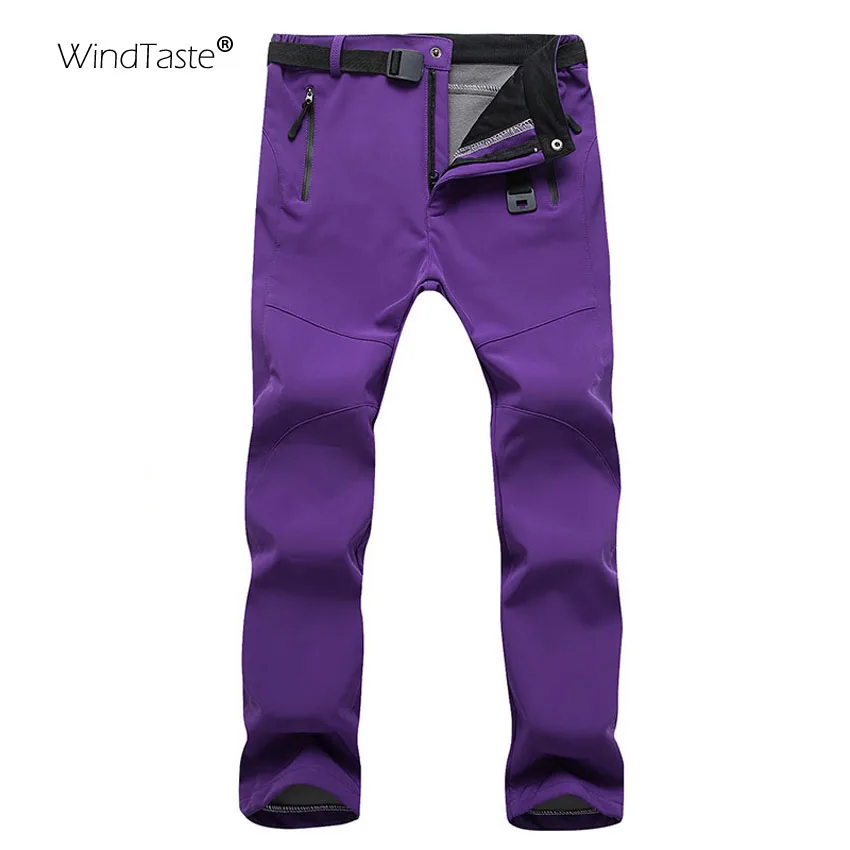 WindTaste de las mujeres de invierno al aire libre Camping pantalones impermeables de Trekking senderismo escalada Softshell deportes pantalones de lana Pantalones de mujer KB008