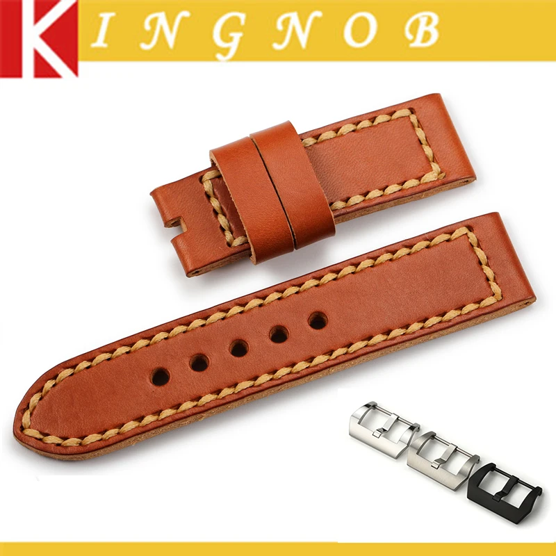 Watch band leather Brown 24mm Handmade Genuine Cowhide Watchband for Panerai Men s Watches Watch strap