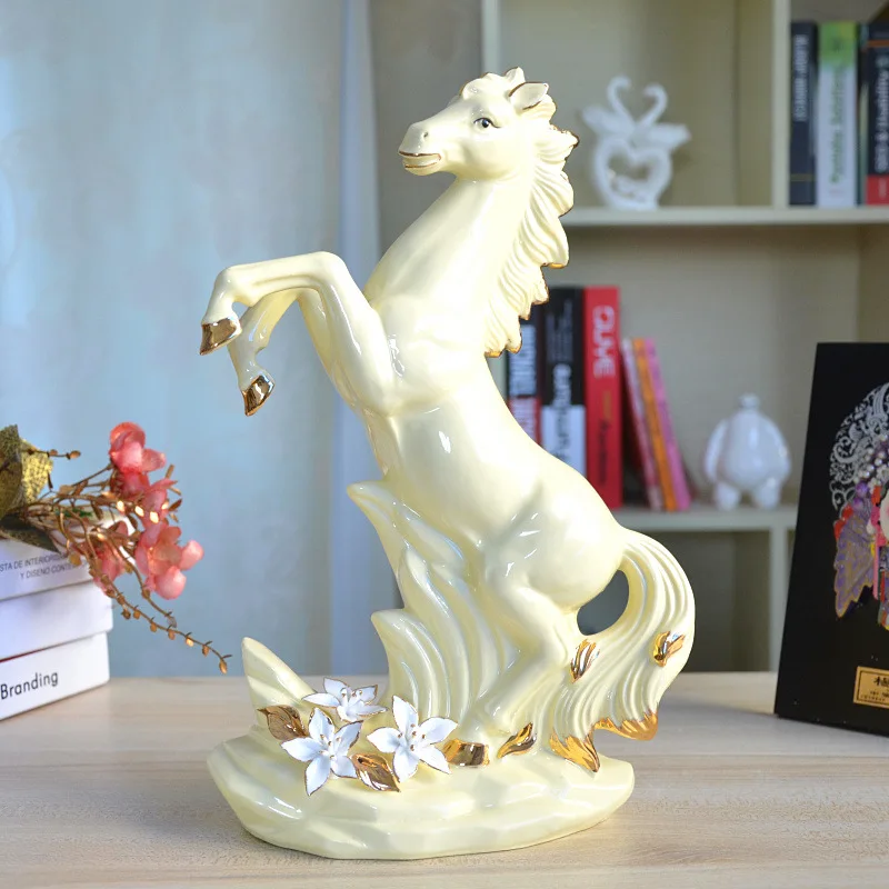 Керамическая лошадь домашний Свадебный декор ремесла украшение комнаты орнамент фарфоровые статуэтки Животные декоративные статуэтки украшение офиса - Цвет: 20x11x30cm