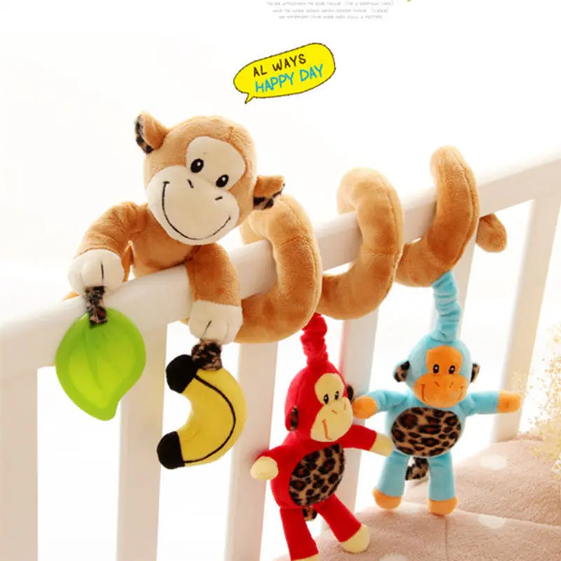 monkey Детские мобильные погремушки игрушки на кроватку висячий колокольчик детские игрушки для 0-12 месяцев Детские развивающие игрушки плюшевые детские погремушки для детей - Цвет: monkey