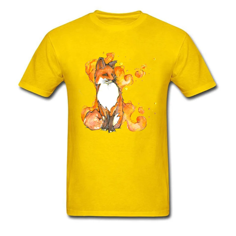Company Mens T-Shirt Round Neck Short Sleeve 100% Cotton Sitting Fox Tees Design Top T-shirts Drop Shipping Sitting Fox yellow