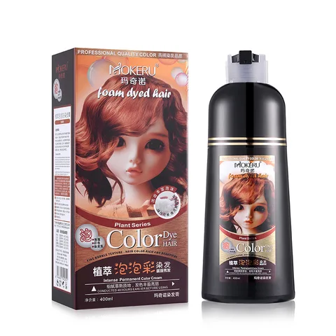 Tintura de Cabelo Shampoo para Mulher Mokeru Fashinon Permanente Natural Shampoo Marrom Castanha Café Preto Cabelo Coloração