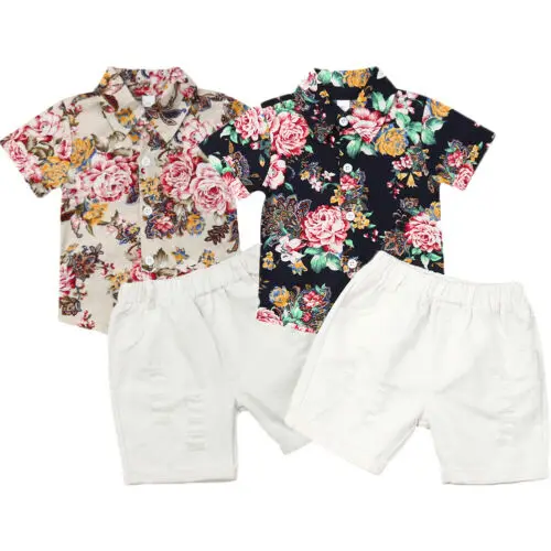 

2PCS 2019 New Kids Baby Boys Gentleman Outfits Tops+White Short Pants Outfits & Set