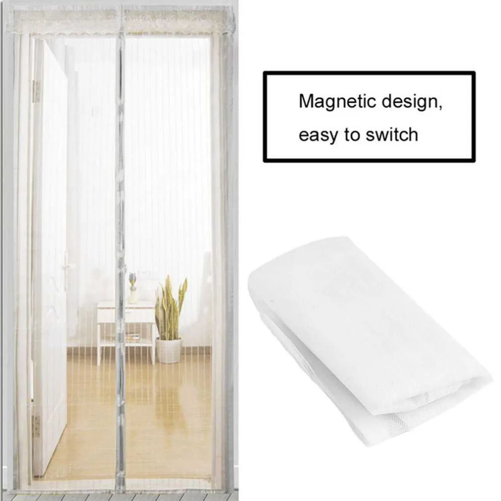 

2Pcs/set Magnetic Mesh Net Summer Anti Mosquito Insect Curtains Automatic Closing Door Screen Kitchen Protector Curtains