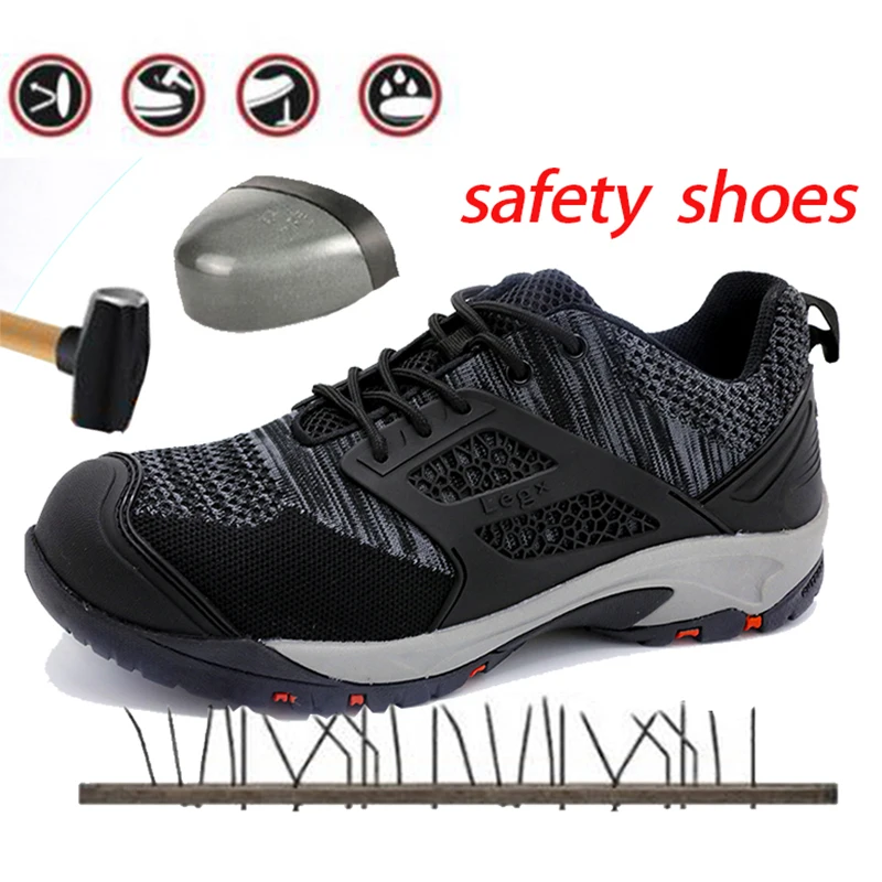 

Men Steel Toe Cap Work Safety Shoes Men Summer Breathable Outdoor Anti-slip Steel Puncture Proof Construction Safety Boots Shoes