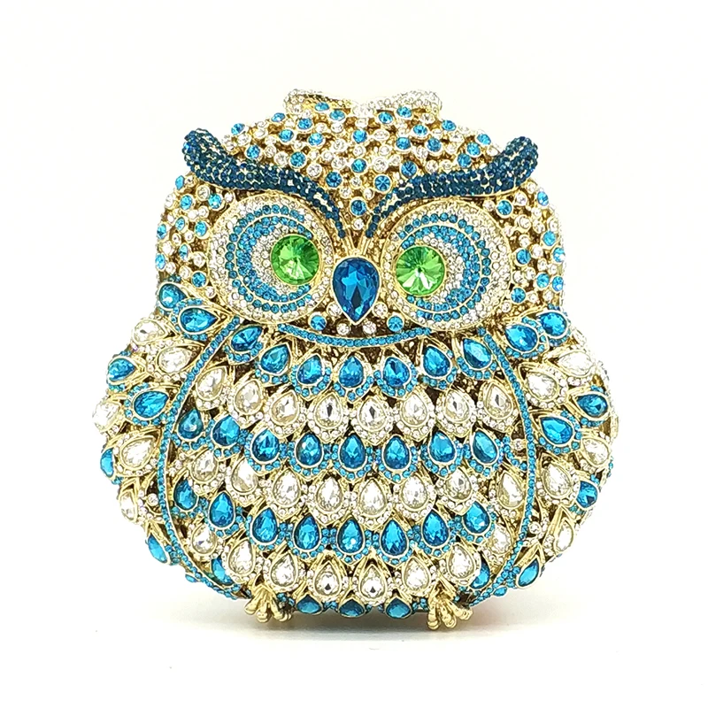 Fashion design clutch women evening party bag diamonds owl bird shape crystal purses bridal wedding party crystal clutches