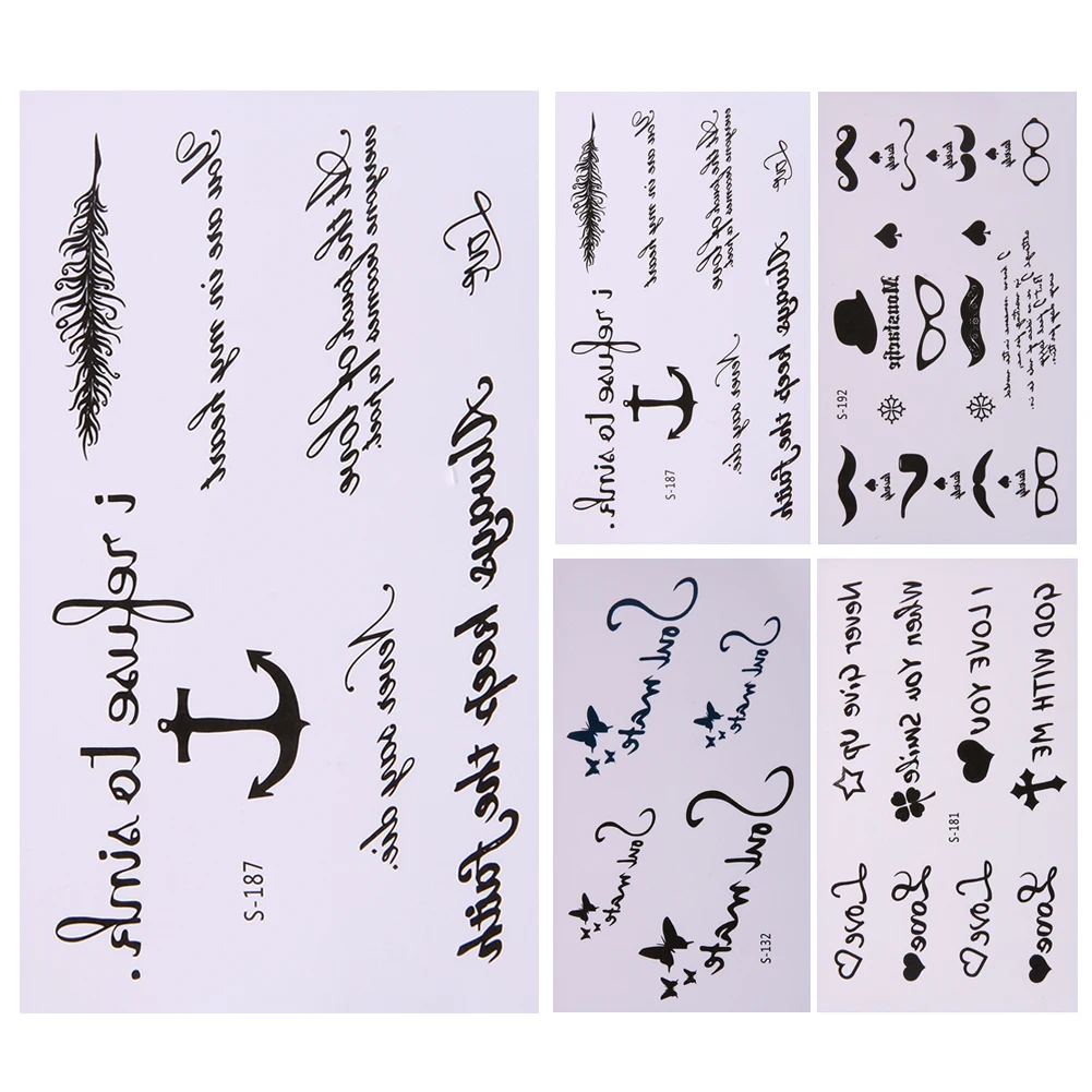 

10 Sheets/Lot Temporary Tattoo Stickers Waterproof Transfer Body Art Decoration Stickers Patterns Letters Temporary Tattoos