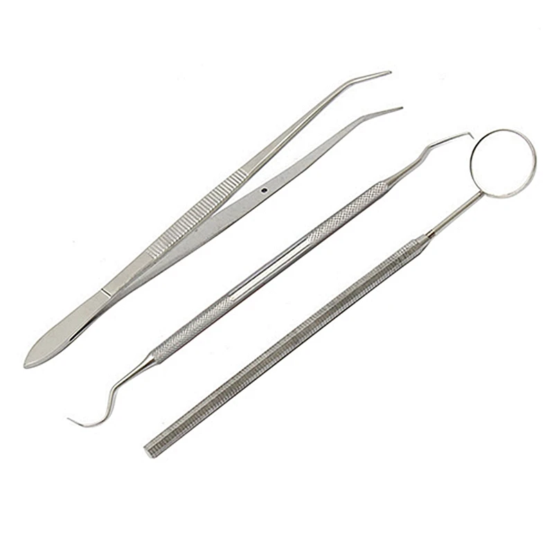 2016 3 Pcs Handle Dental Tool Pick Scaler Mirror Set Stainless Steel