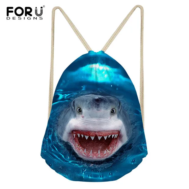 FORUDESIGNS/3D печать акулы холст шнурок сумка многоцветные Рюкзаки повседневные дорожные сумки для подростков девочек мальчиков Mochilas - Цвет: CC3927Z3