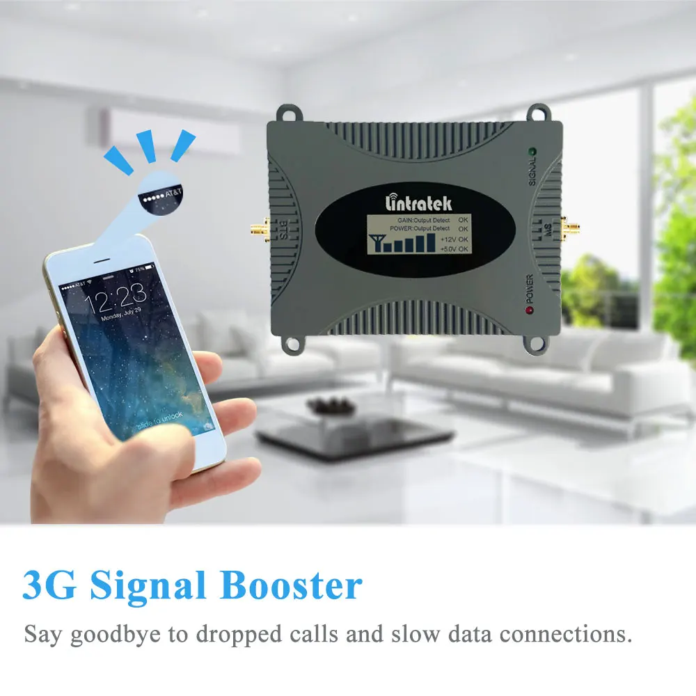 Repetidor de señal potenciador para teléfonos móviles 3G de Lintratek, amplificador UMTS de 2100MHz (Banda 1), juego de antena Yagi para voz y datos 3G @ - 2