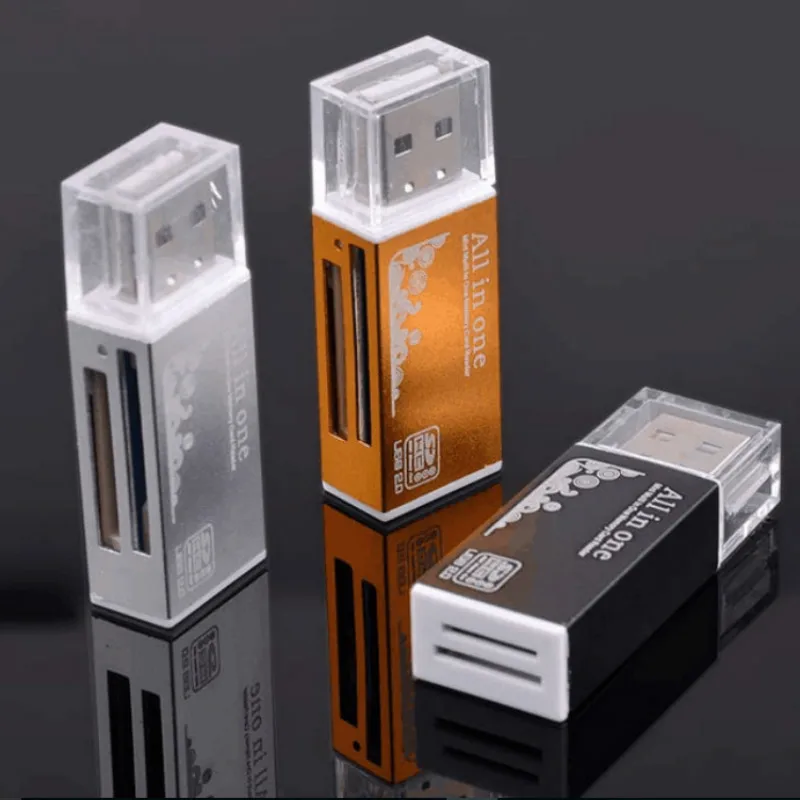 4-in-1 Aluminum Shell Metal Card Reader USB2.0 All-in-one High-speed Universal SD TF Card Reader  MMC Card  Readers