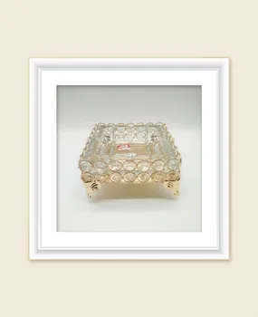 

Square ashtray gold/silver iron art glass ashtray household furnishings