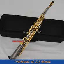 Черный никелевый Золотой прямой Саксофон сопрано Bb ключ для высокого F ключа и G ключа