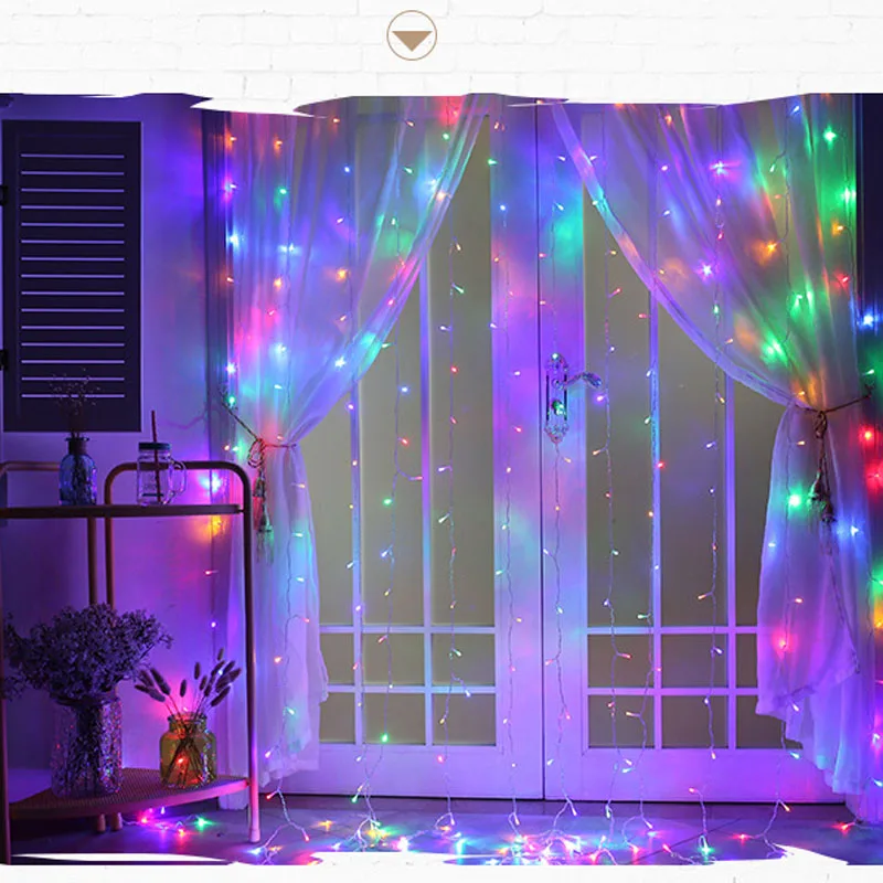  Led Fairy Wedding Curtain String Light 300 Bulbs 3x3m Icicle Beads Garland Party Twinkle Starry Garlden Holiday Decoration Lamp (13)