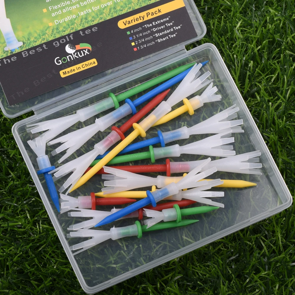 16pcs/Set Mixed Color Golf Tee 4 Yards Gonkux Tee 4x Variety Four Pack 4 of 16 Tees Driver Golf Accessory 4Size Golf Ball holder 6