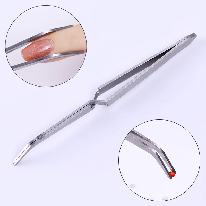 

Nail Art Shaping Tweezers Stainless Steel Multi-Function Clip Tip Nail Tool UV Gel Acrylic Curve Nipper Picking Rhinestone
