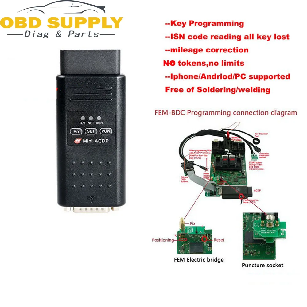

No tokens no limits Yanhua Mini ACDP Programming Master a set for bmw FEM/BDC Key/Mileage Programming/ISN Reading/All key lost