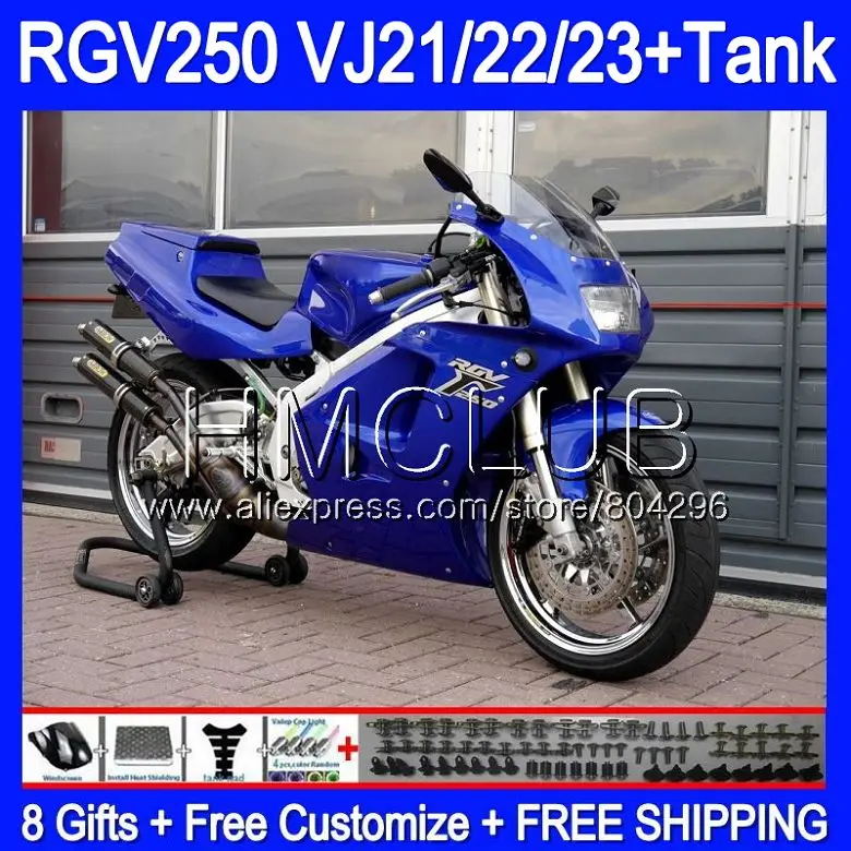 

+Tank For SUZUKI VJ22 RGV250 88 94 95 96 97 98 39HM.4 RGV-250 VJ23 Glossy blue RGV 250 1988 1994 1995 1996 1997 1998 Fairing