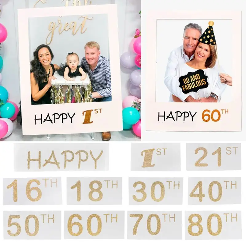 Бумага Photo Booth Реквизит Фото Рамка 1st 16th 18th 21st 30th 40th 50th 60th 70th 80th Юбилей украшения для вечеринки в честь Дня рождения подарок