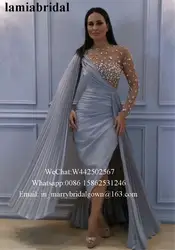Сверкающие кристаллы плюс размеры арабские вечерние платья 2019 Yousef Aljasmi одежда с длинным рукавом Abendkleider знаменитости Пром халат De Soiree