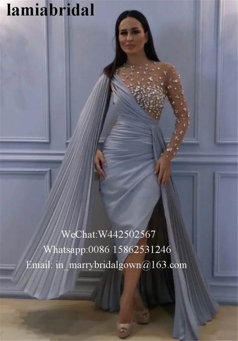 

Sparkly Crystals Plus Size Arabic Evening Dresses 2019 Yousef Aljasmi Long Sleeves Abendkleider Celebrity Prom Robe De Soiree