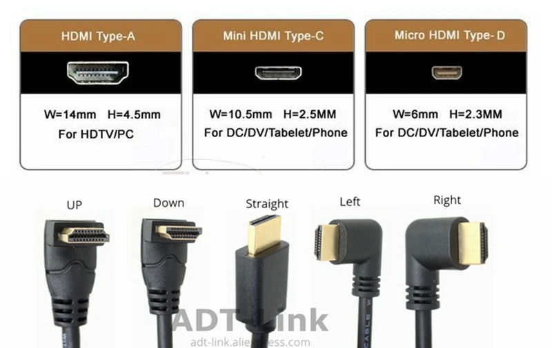 HDMI 2,0 Соединительный кабель Мужской к HDMI Женский адаптер 4K конвертер удлинитель 270 90 градусов под прямым углом для 1080P HDTV PC