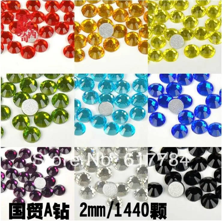 

1440pcs/Pack Super Shiny Nail Art Decoration Rhinestones SS6 Crystal 12 Different Colors Flatback Rhinestones Manicure Accessory