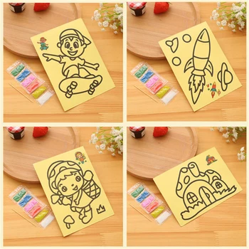 

DIY Cartoon Color Sand Painting Art Paper Set Drawing Toy Kids Educational Toys