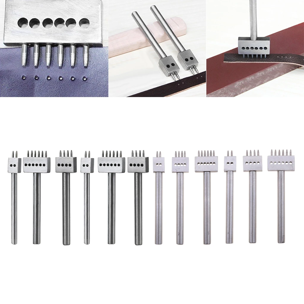12Pieces Assorted Leather Craft Row Hole Punch Cutter Tool Stitching DIY