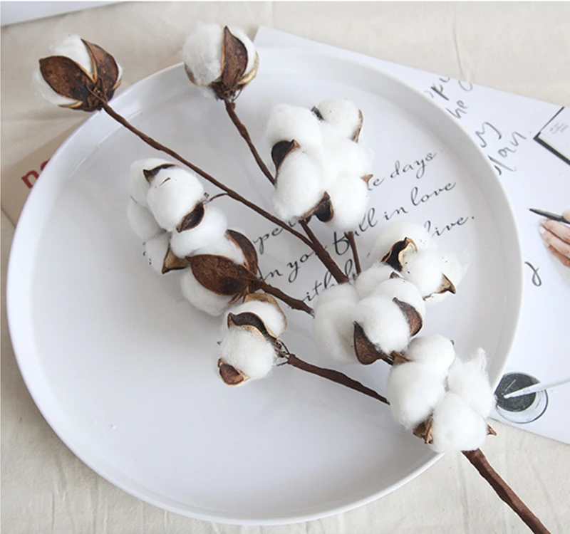 JAROWN Simulation Flower Artificial 10 Heads Natural Cotton Branches Home Decoration Wedding Bouquets DIY Fake Flowers Decor (4)