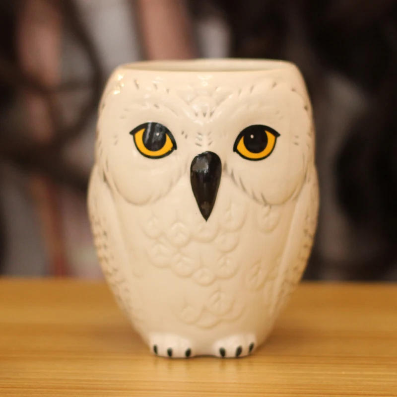 

Hedwig HarryPotter Mug 3D Snowy Owl Coffee Mug Ceramic Milk Mug breakfast Coffee Cups Hand Painted Ceramic Beer Mug Home decor