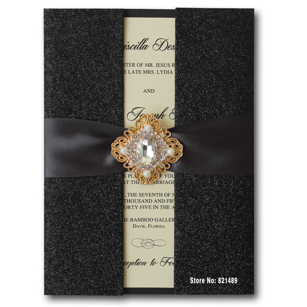  Black Wedding Invitations Shiny Invitation 2016 Luxurious Wedding Invitation Card - Set of 30 - 32654550083