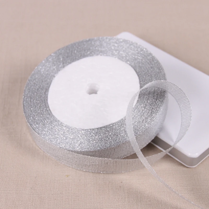 15mm Metallic Glitter Ribbon Gift Package Ribbons Wrapping Decoration