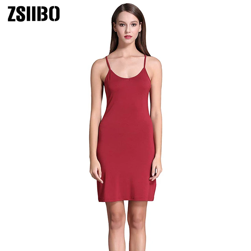 

ZSIIBO Women's Long Spaghetti Strap Cami Active Basic Camisole Slip Dress Drop shipping