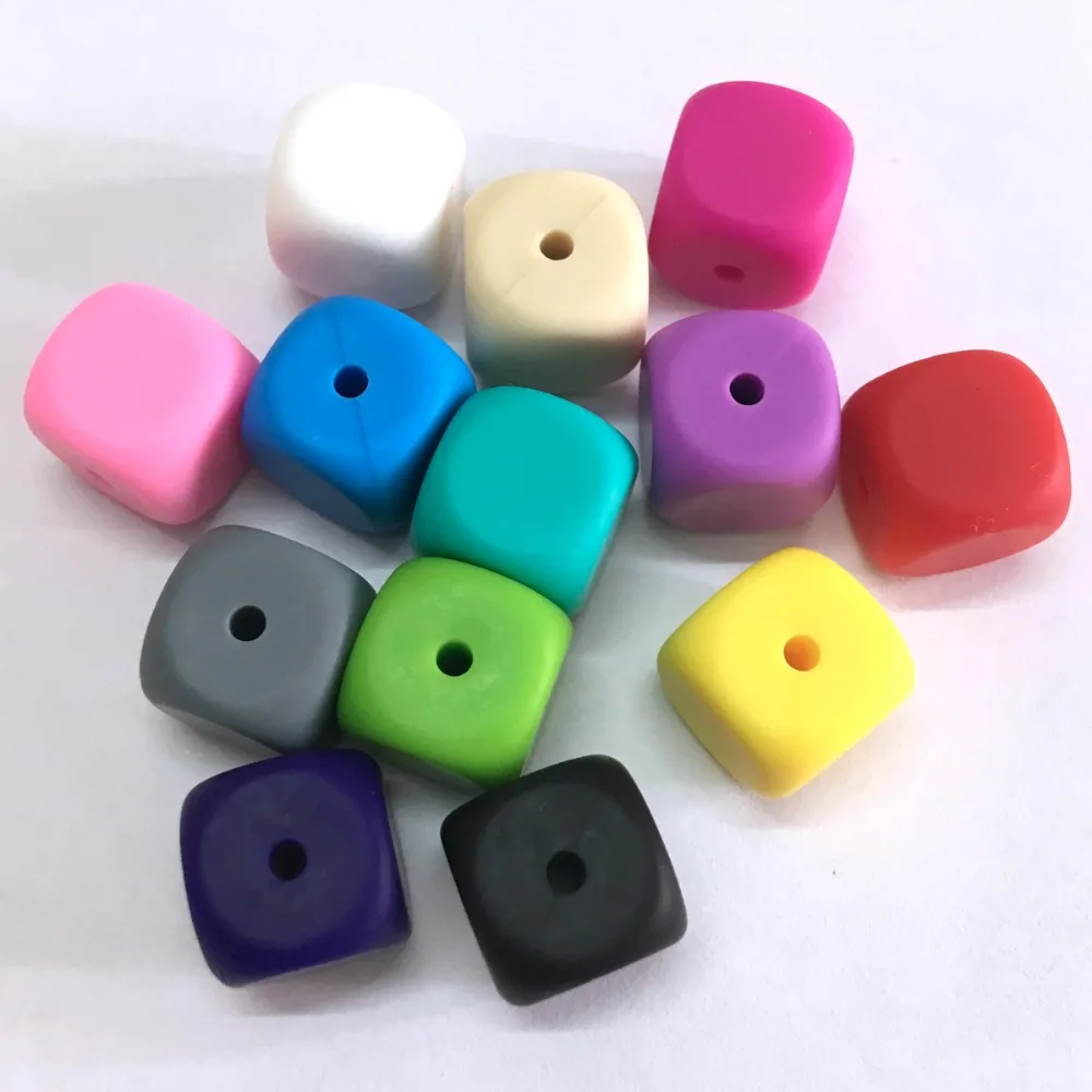 

13mm Square Silicone Loose Beads BPA Free 100% Food Grade Silicone Dice Beads Teething Baby Chewable Beads Mommy DIY Beads