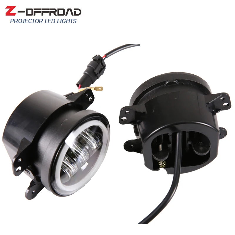  4 Inch Fog Lights LED Halo Ring Angel Eyes Driving Off Road Lamps with Amber Turn Signals for Jeep  - 32979961504