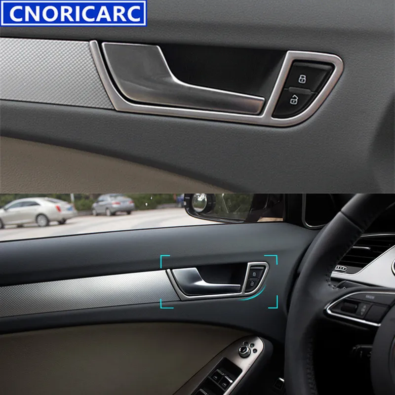 

CNORICARC Car Styling Door Handle Decorative Frame Interior Doorknob Cover Trim Strip Stainless Steel For Audi A4 B8 09-15