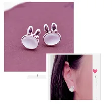 Мода милый кролик опал ухо клип запонка для девочки без уха отверстие пирсинг