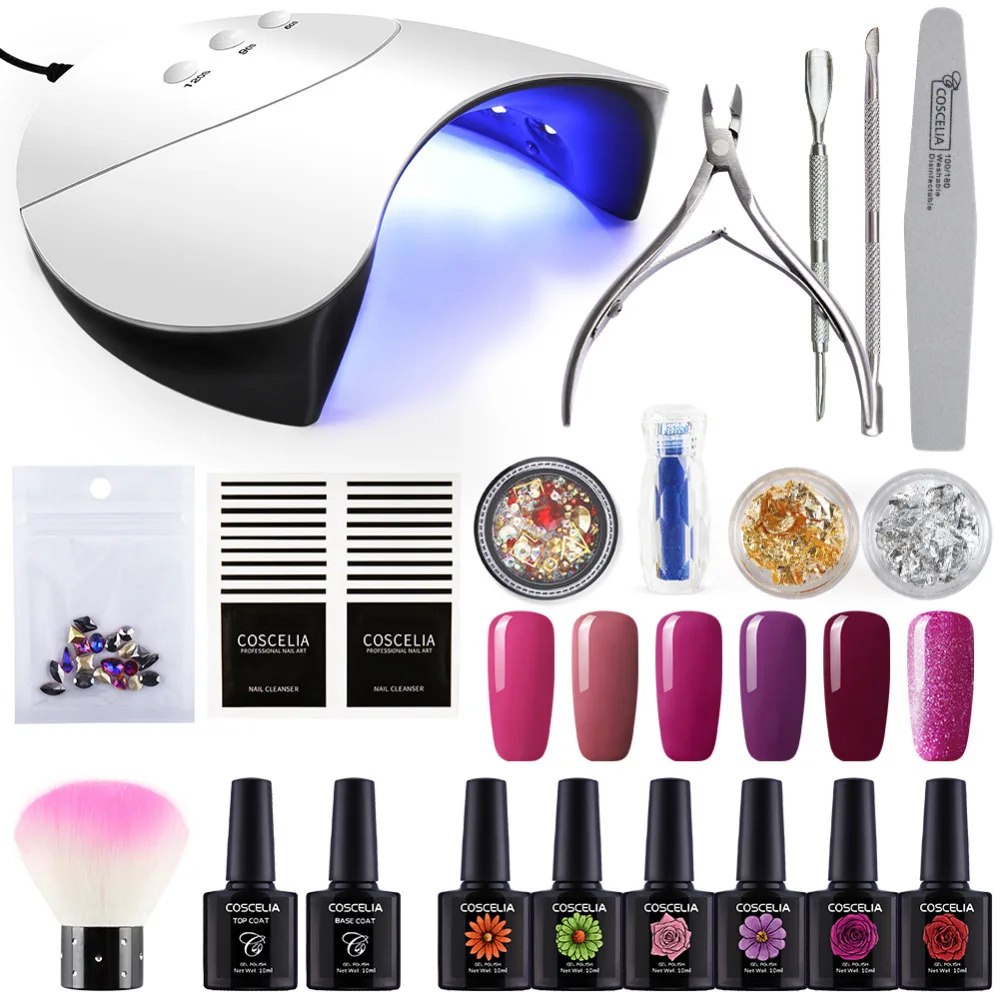 

COSCELIA 6 Colors/Set Pro Nail Gel Polish Set Manicure Nail Gel Varnish 36W Nail Dryer USB Timer Sensor Lamp Kit for Nail Tools