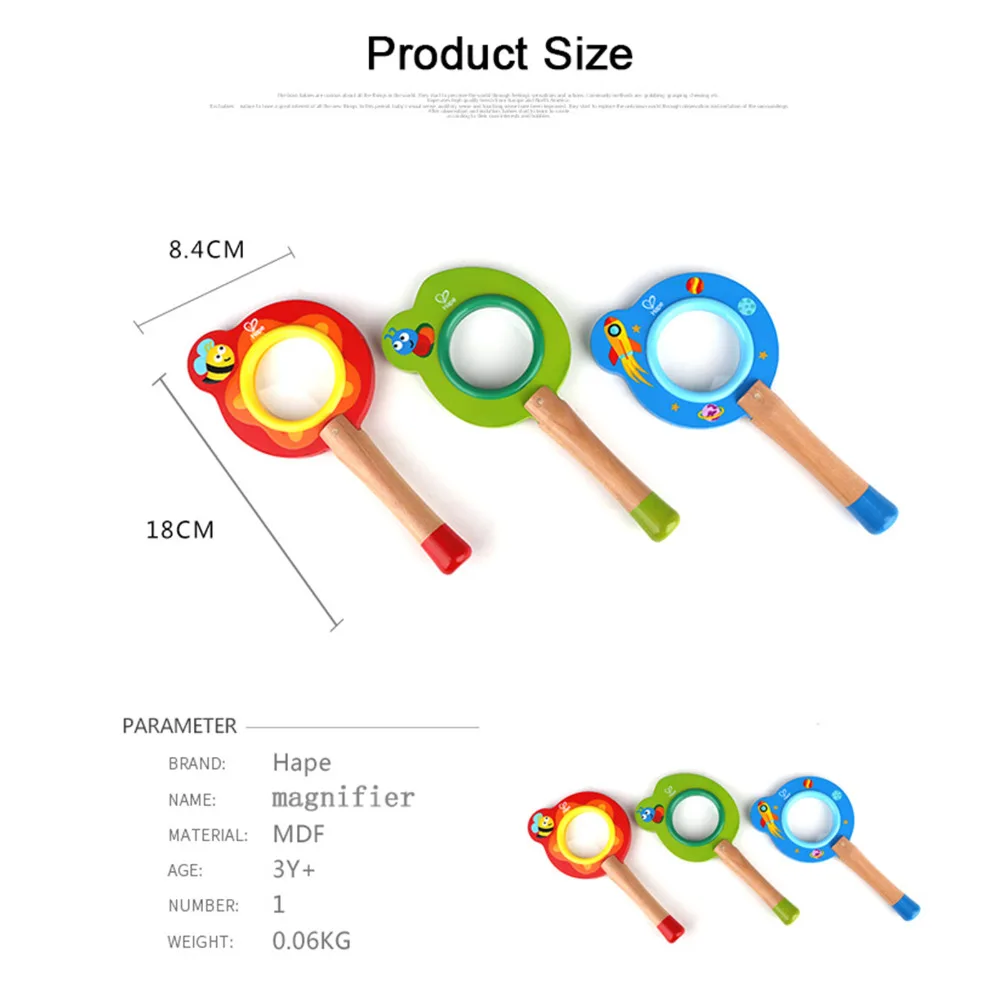 HAPE Children Toy Handheld Lens Hand Magnifier Kids Bee Shape Space Adventure Magnifying Glass Loupe Gift Education Cognitive