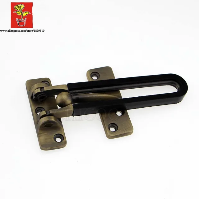 Antique Brass Zinc Alloy Security Door Guard Latch With Black Rubber Antique Brass Zinc Alloy Security Door Guard Latch With Black Rubber Stopper Safety Locks Door Security - Antique Brass Zinc Alloy Security Door Guard Latch With Black Rubber