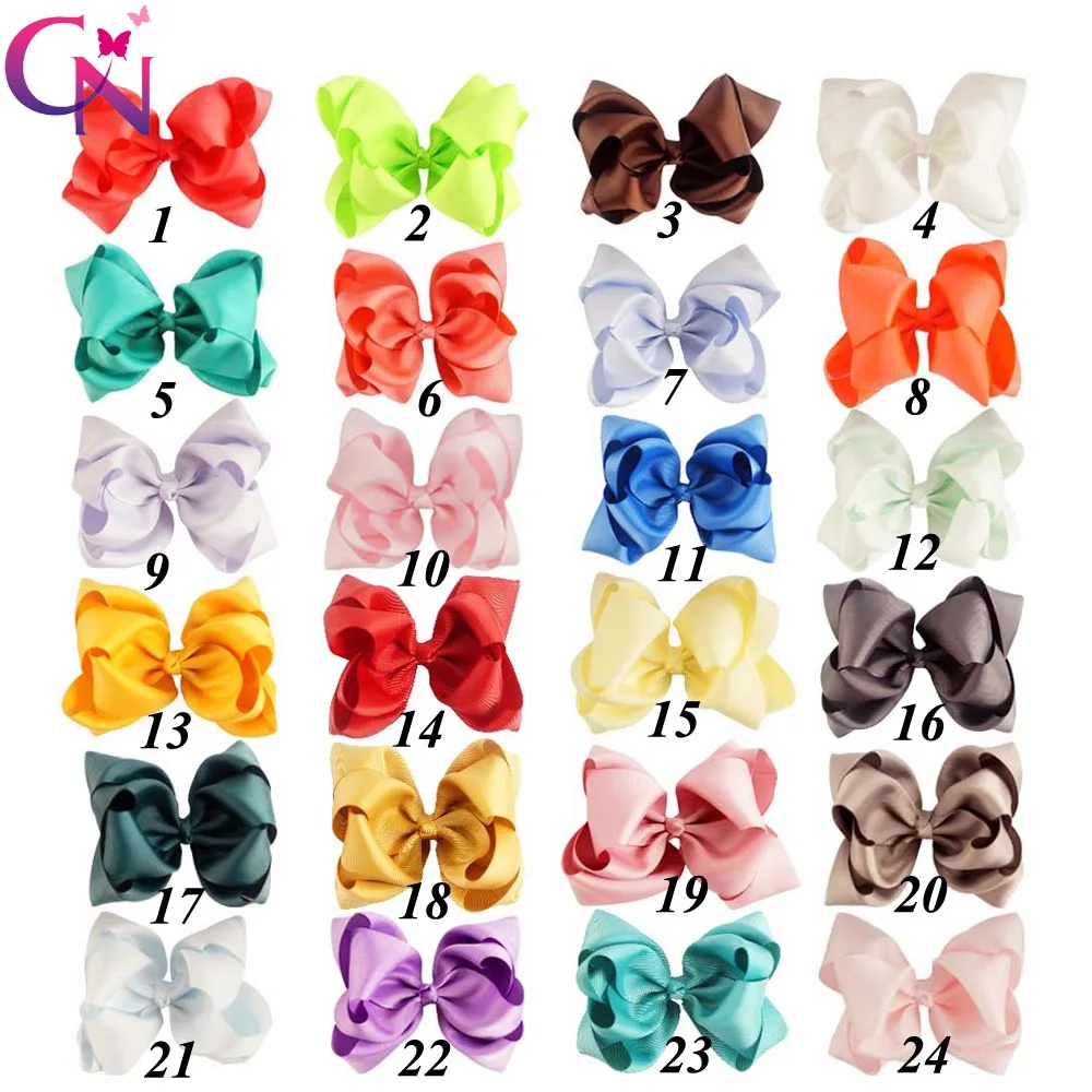 

24 Pieces/lot 5" Stack Hair Bows With Clips For Kids Girls Princess Handmade Plain Ribbon Layers Bows Hairgrips Hair Accessories