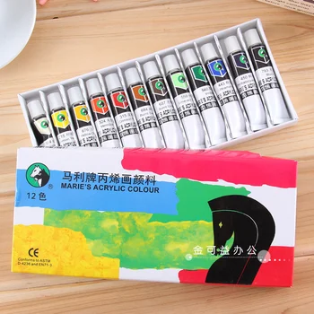 

Freeshipping Maries acrylic paint set 12 color 12ml professional student acrylic paint waterproof textile paints art painting